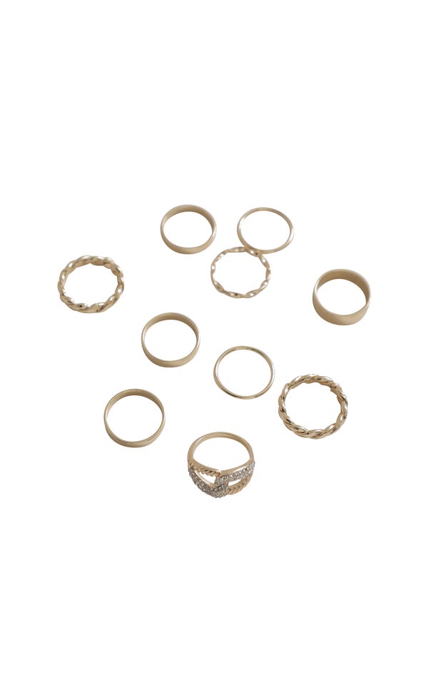 10PK Multi Ring Gold