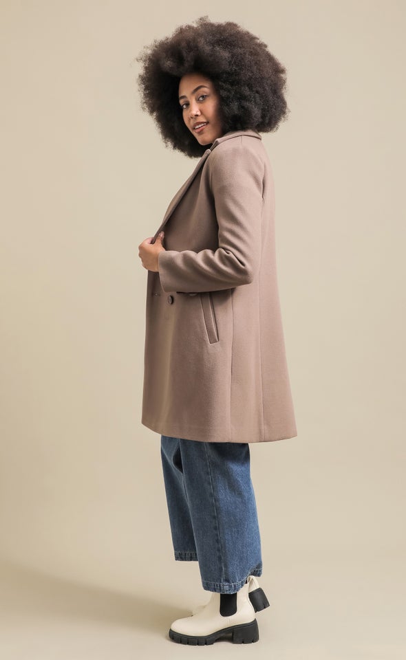 2 Button Essential Coat Cocoa