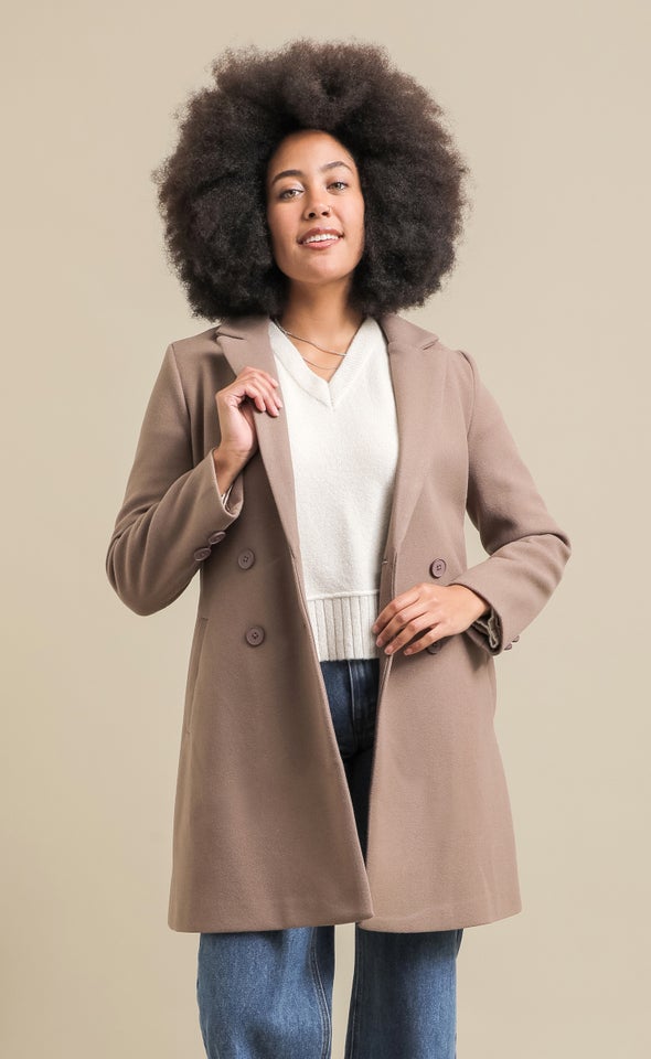 2 Button Essential Coat Cocoa