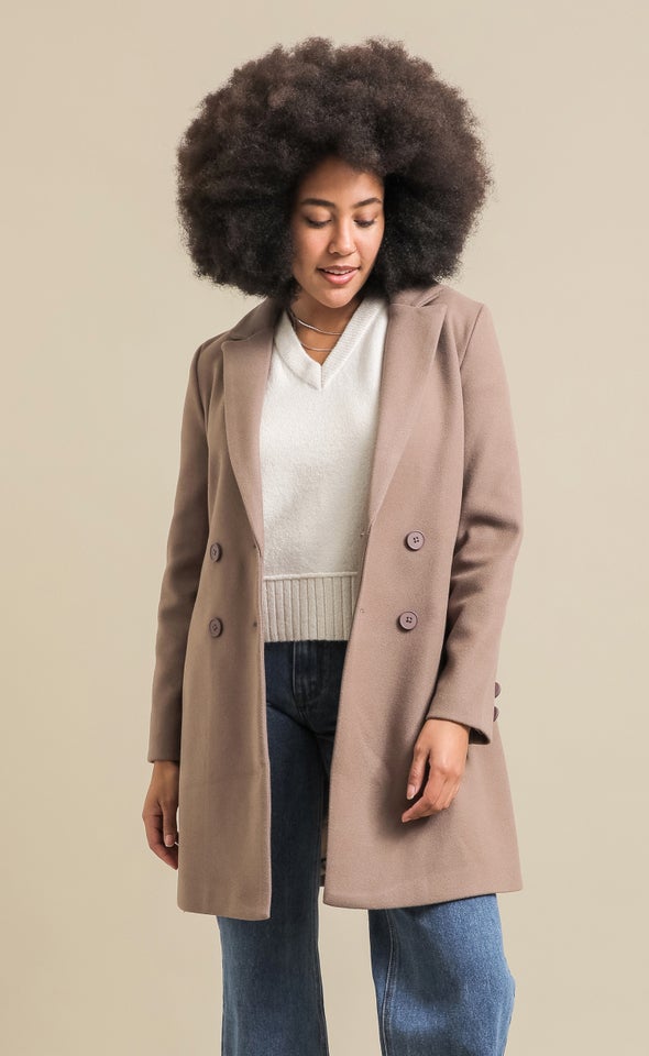 2 Button Essential Coat Cocoa