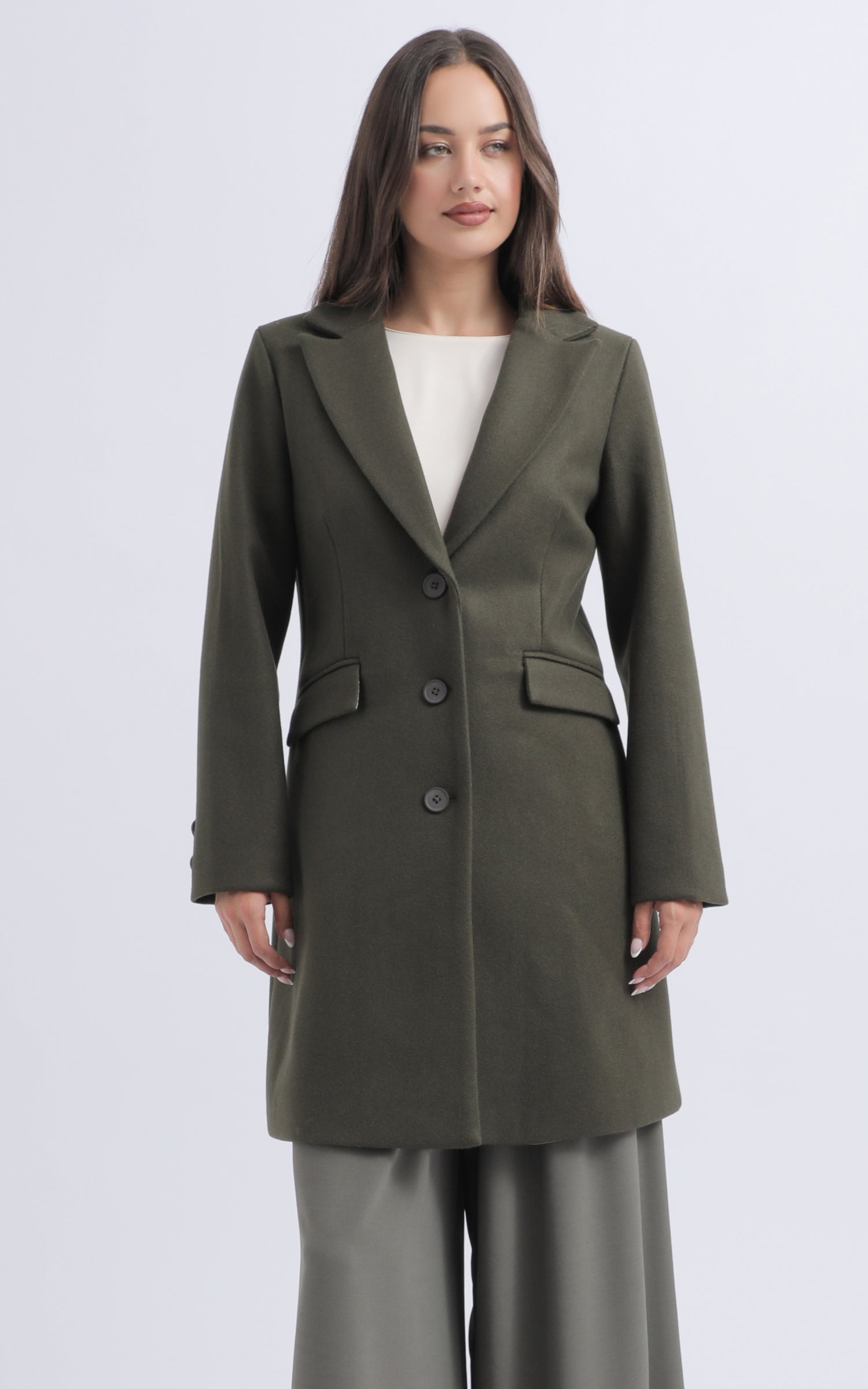 Shop our New Tailored Coat in Olive | Pagani