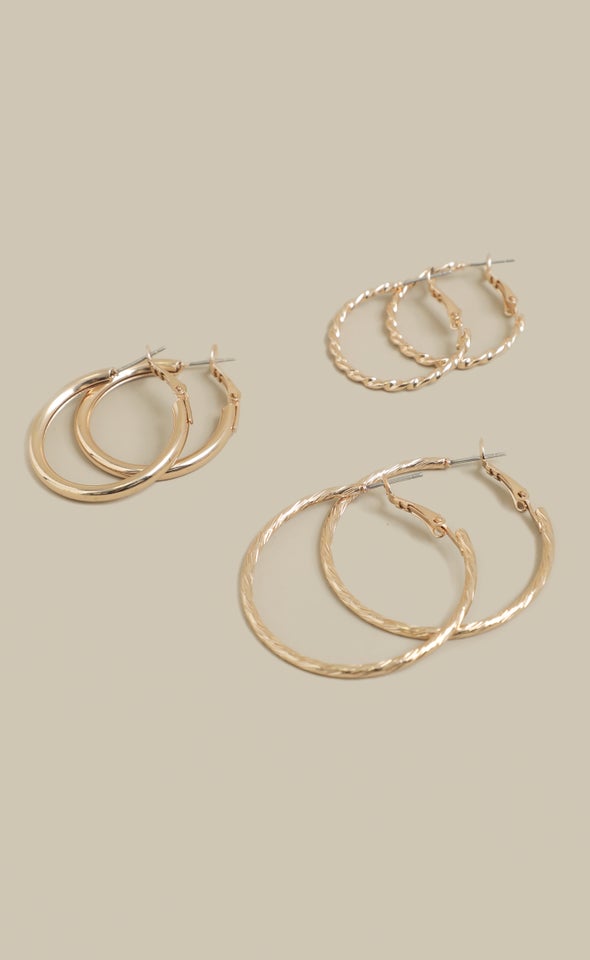 3PK Multi Hoops Gold