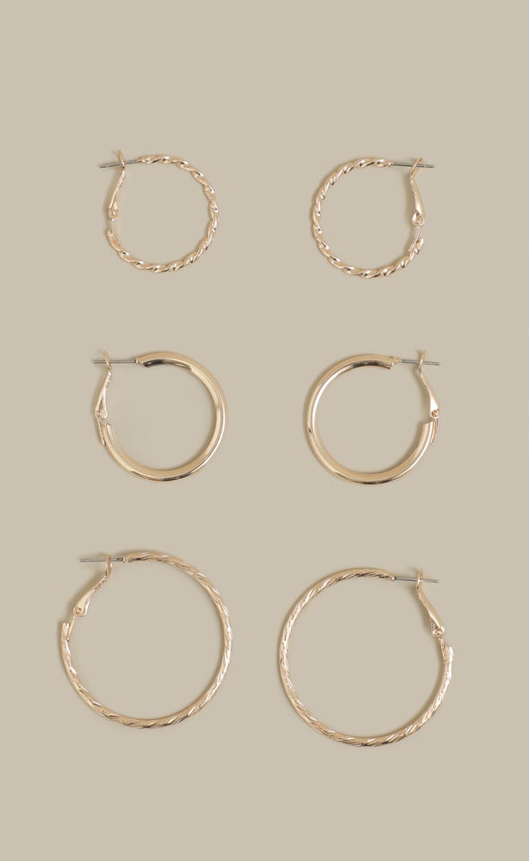 3PK Multi Hoops Gold