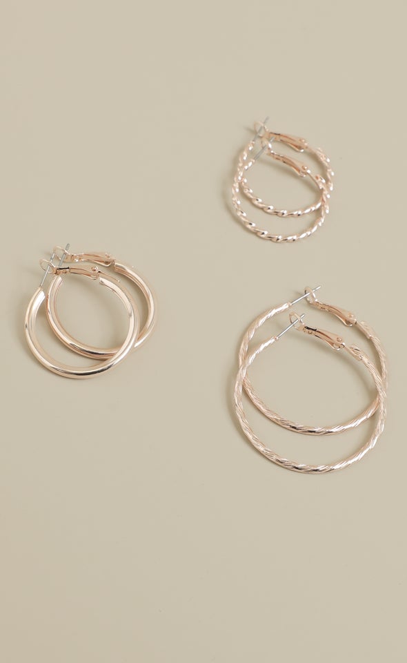 3PK Multi Hoops Rose Gold