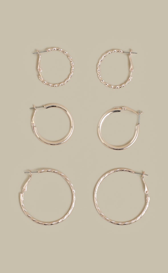 3PK Multi Hoops Rose Gold
