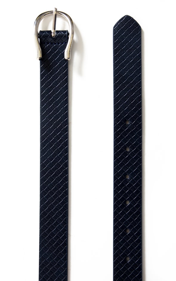 Abstract Buckle Belt Silver/navy