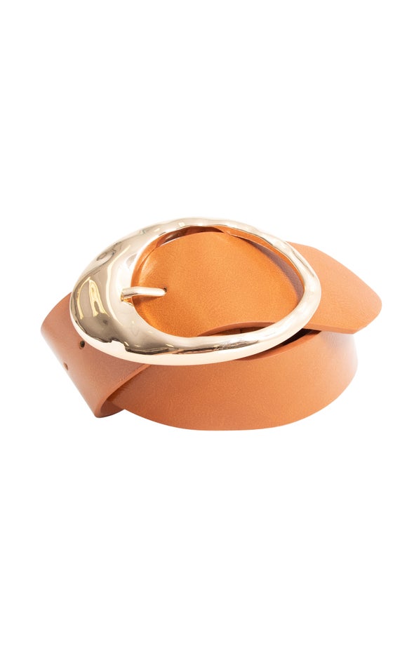 Abstract Oval Belt Gold/tan