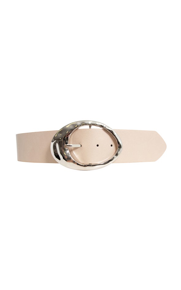 Abstract Oval Belt Silver/almond Buff