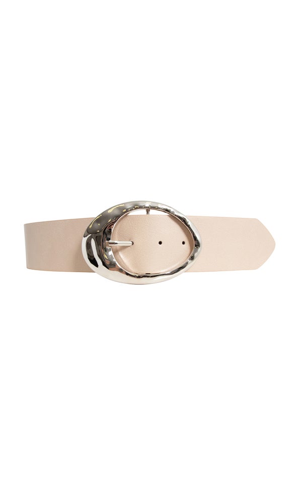 Abstract Oval Belt Silver/almond Buff