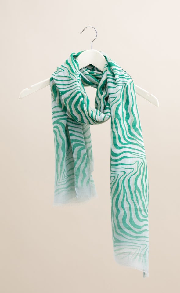 Abstract Print Scarf Green/cream