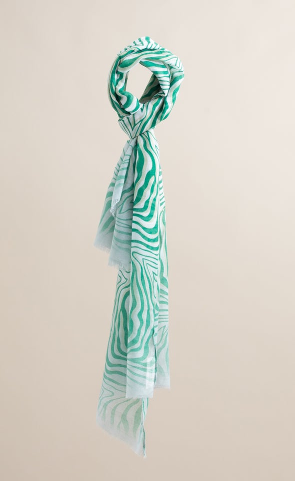 Abstract Print Scarf Green/cream