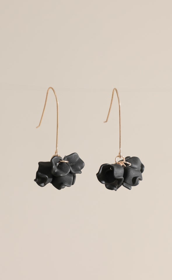 Acrylic Flower Earrings Black