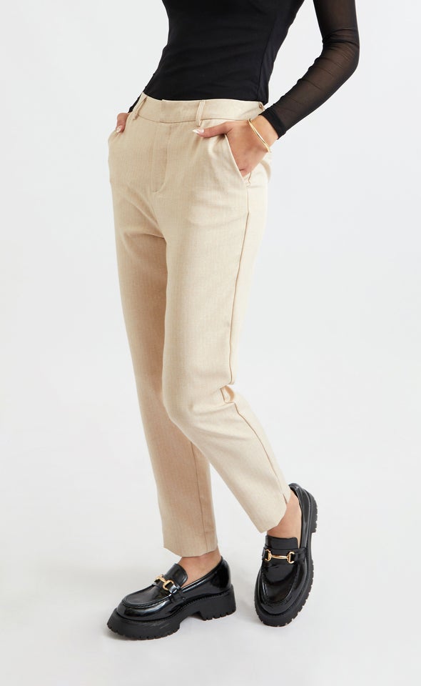 Angled Pocket Straight Leg Pants Natural