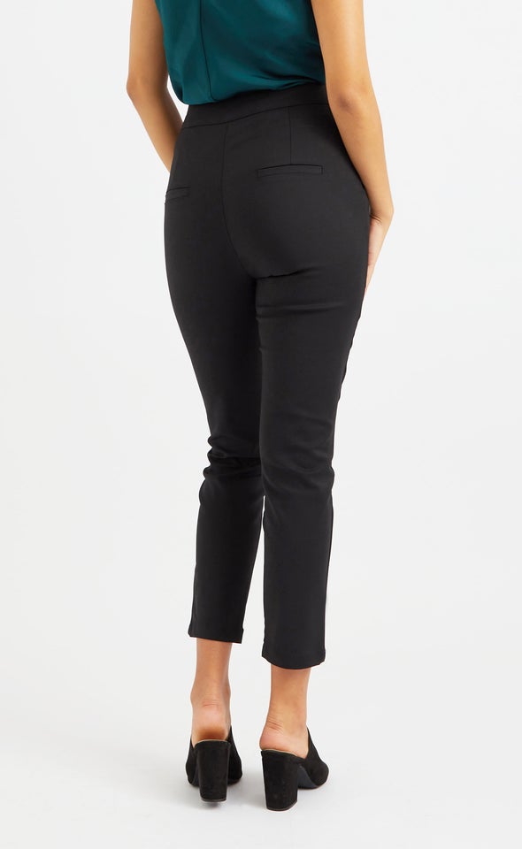 Angled Pocket Straight Pants Black