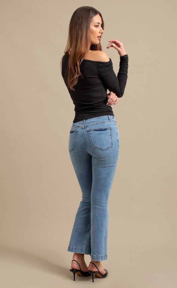 Asymetrical Boat Neck Top Black