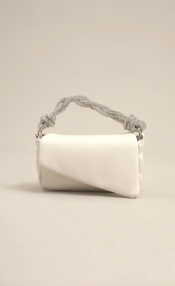 Asymmetric Foldover Jewel Tote Ivory