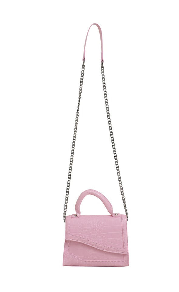 Asymmetric Foldover Tote Pink