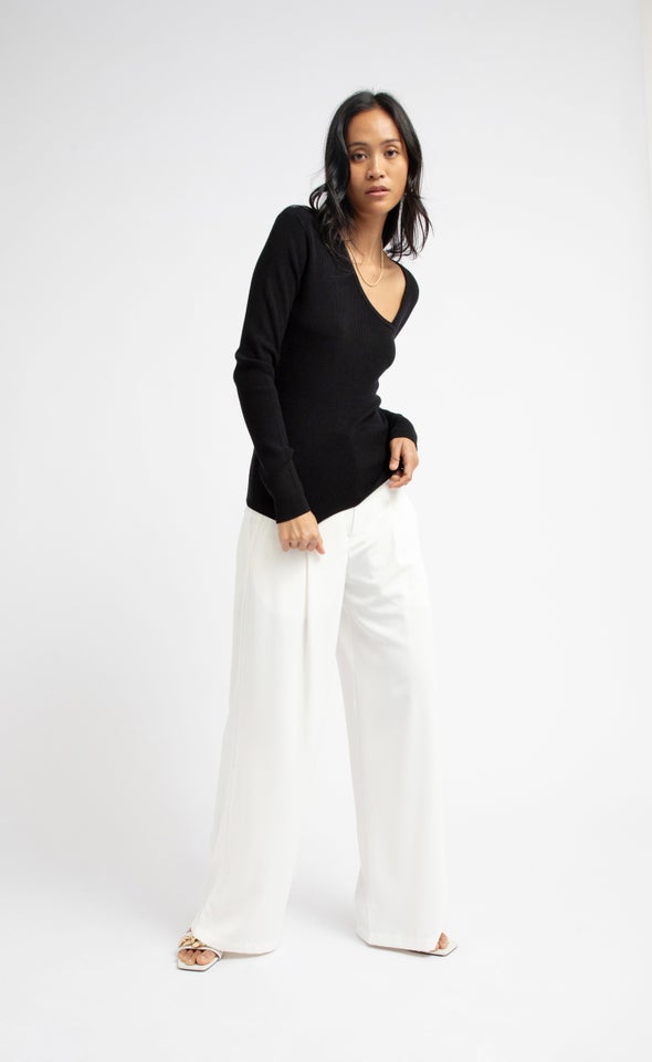 Asymmetrical Knitwear Top Black