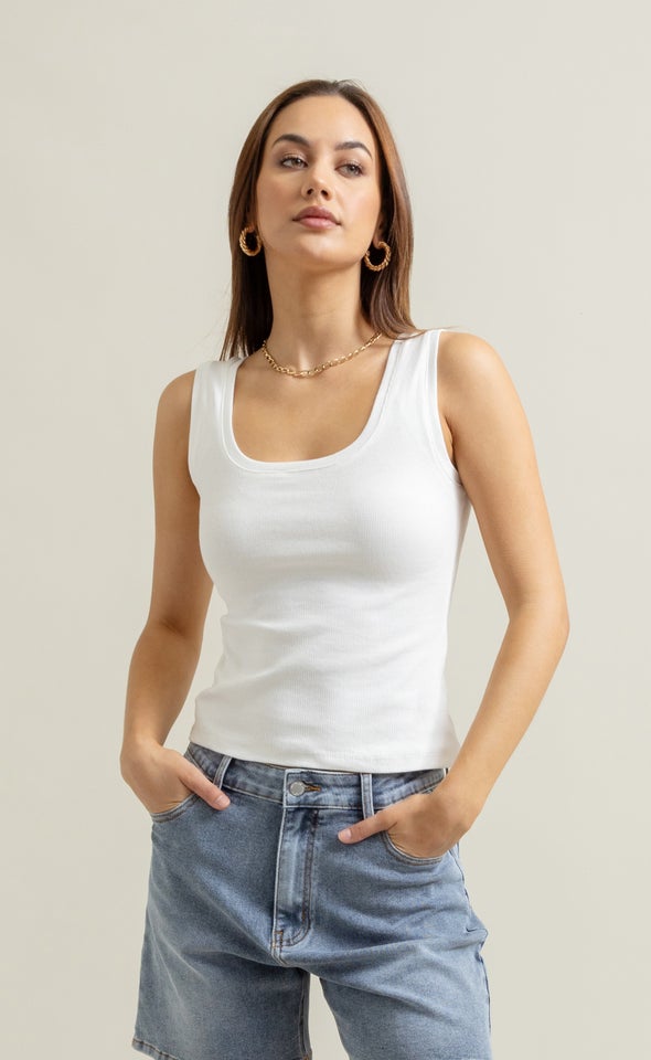 Basics Rib Tank White