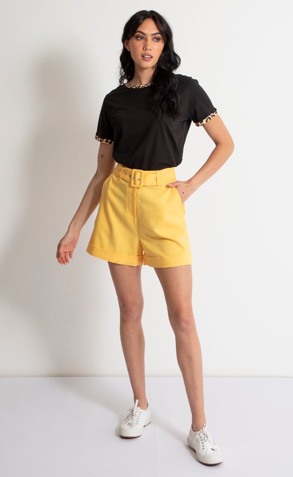 Belted Tailored Short Yellow