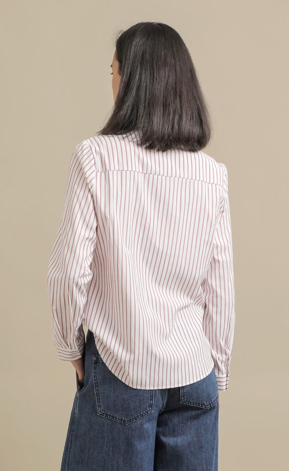 Bias Placket Striped Shirt White/rust