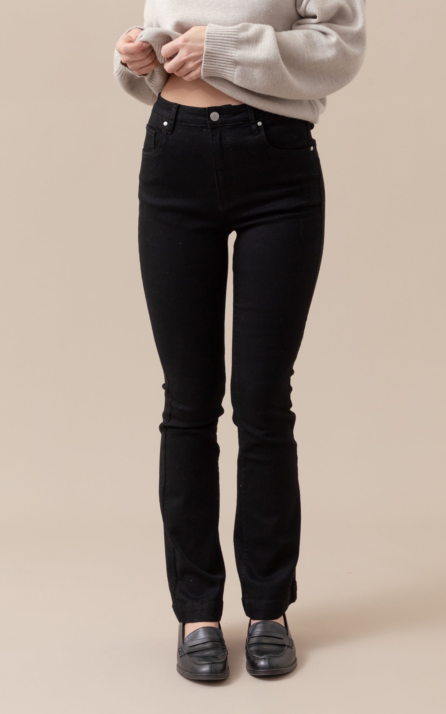 Shop our Black Stretch Flare Jeans in Black | Pagani