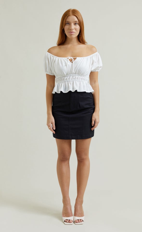 Black Twill Mini Skirt Black