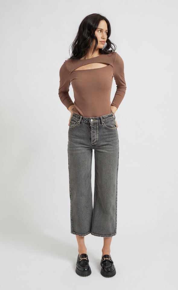 Black Wash Cropped Jeans Black