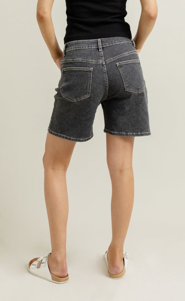 Black Wash Denim Shorts Black