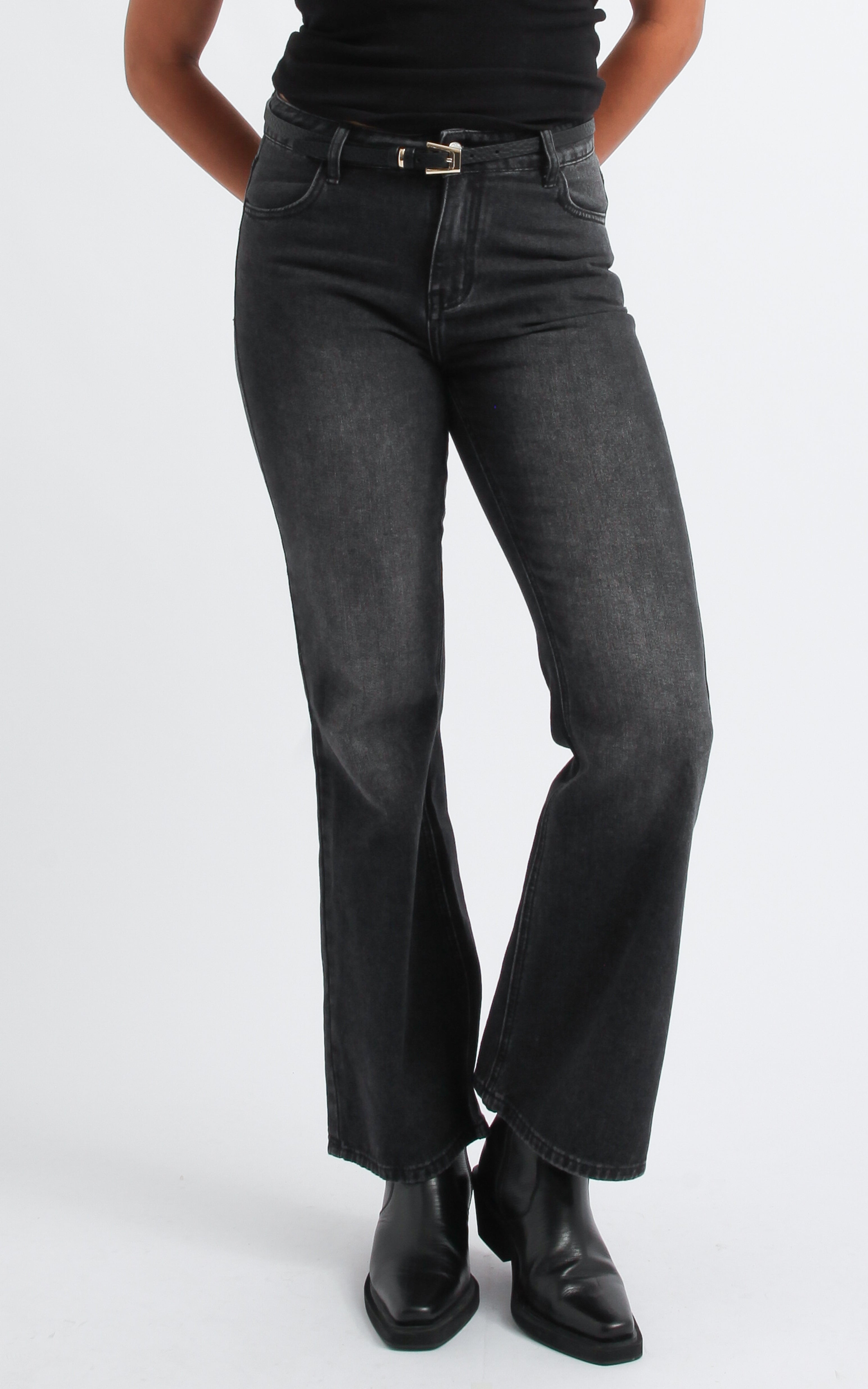 メンズ 【FENG SYSTEM】Flare Jeans Washed Black S