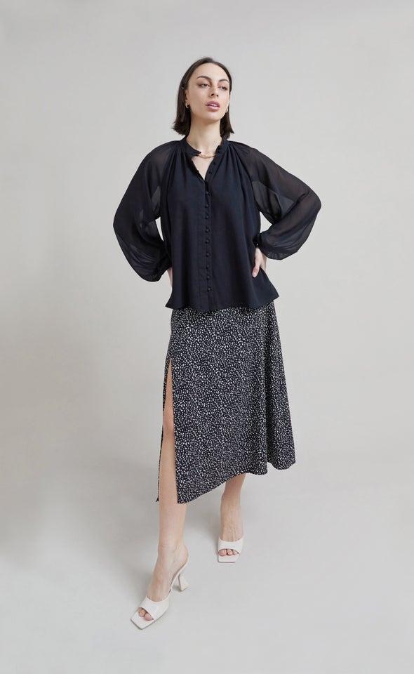Blouson Sleeve Shirt Black