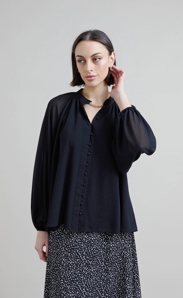Blouson Sleeve Shirt Black