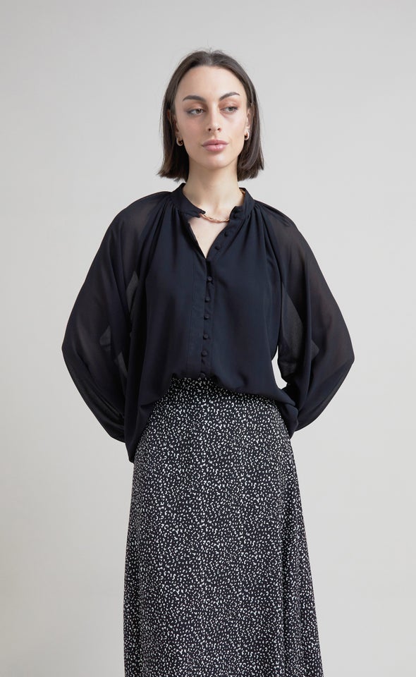 Blouson Sleeve Shirt Black