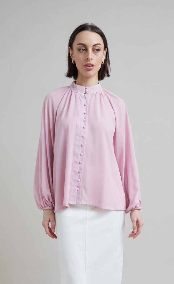 Shirred Sleeve Longline Shirt