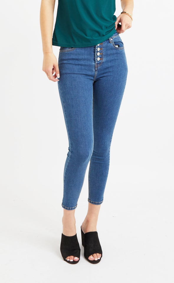 Blue Button Fly Skinnys Blue