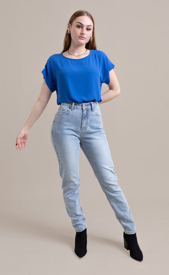 Blue Mom Jeans Blue