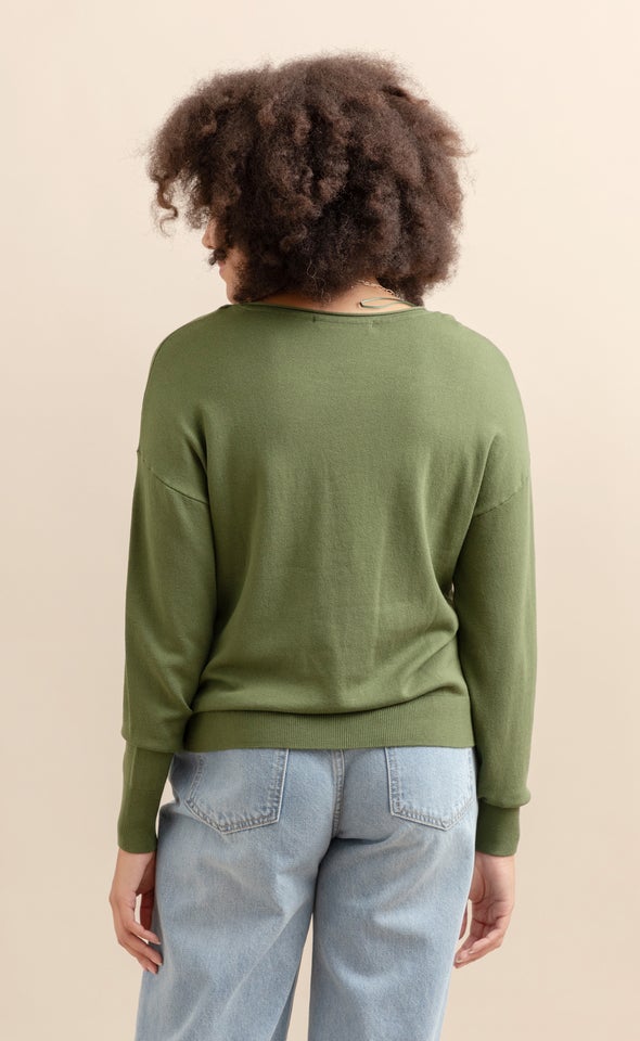 Boat Neck Sweater Olive
