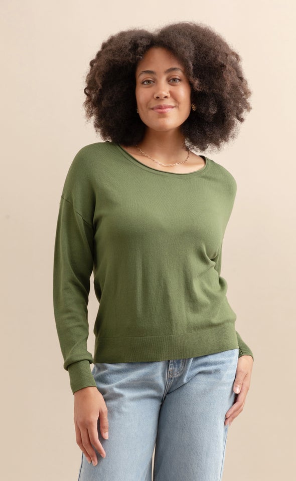 Boat Neck Sweater Olive