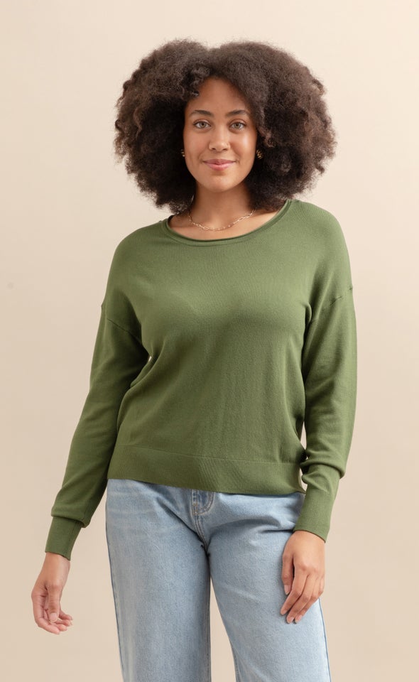 Boat Neck Sweater Olive