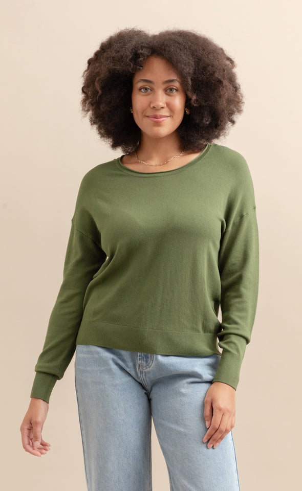 Boat Neck Sweater Olive
