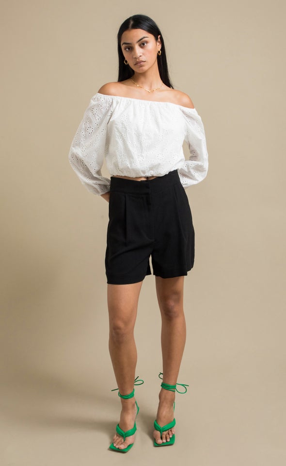 Broderie Off The Shoulder Top White