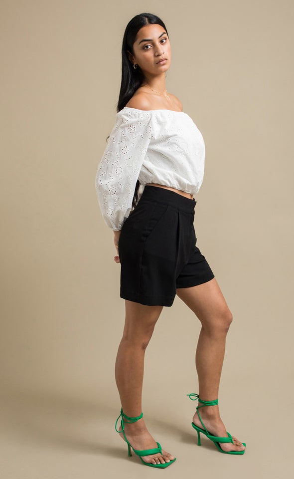Broderie Off The Shoulder Top White