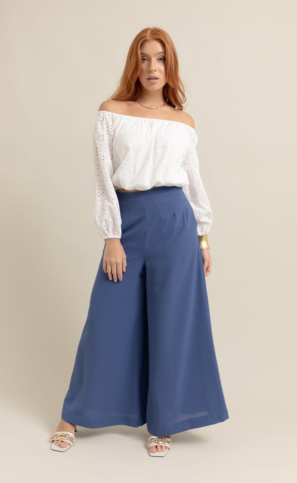 Broderie Off The Shoulder Top White