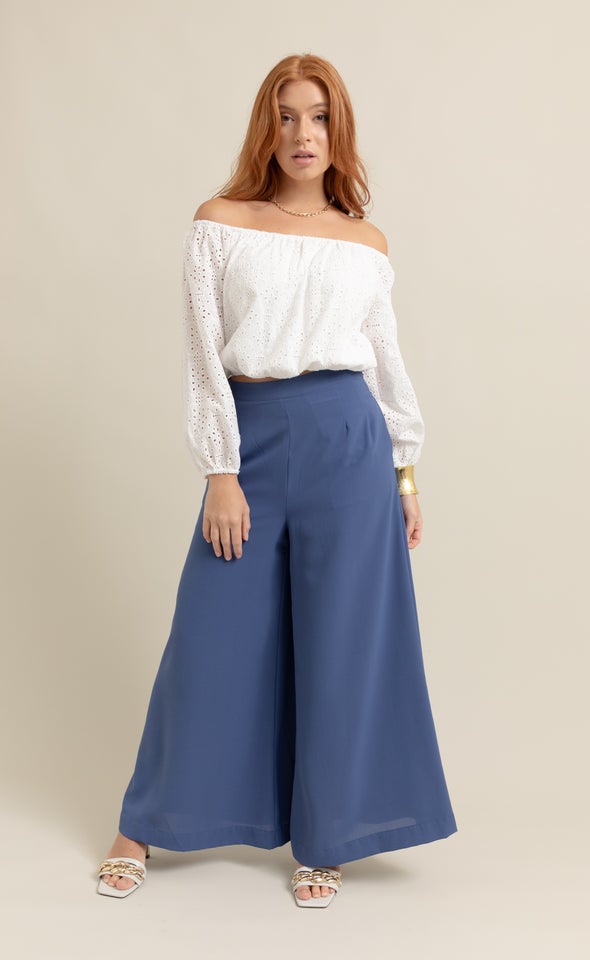 Broderie Off The Shoulder Top White