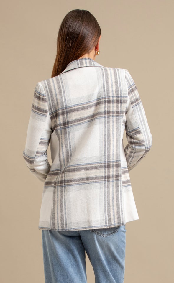 Brushed Check Blazer Cream/grey