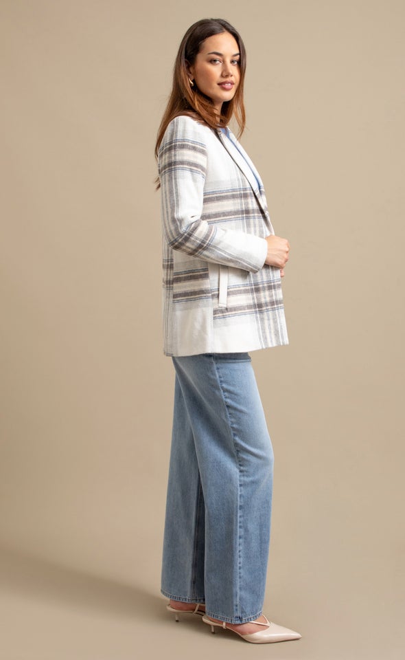 Brushed Check Blazer Cream/grey