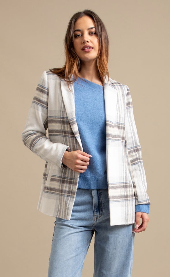 Brushed Check Blazer Cream/grey