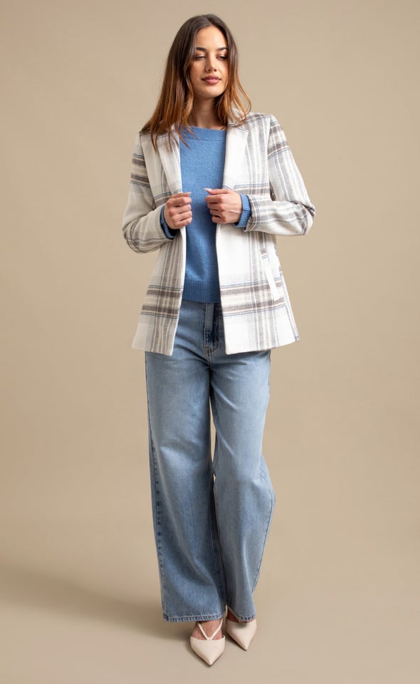 Brushed Check Blazer Cream/grey