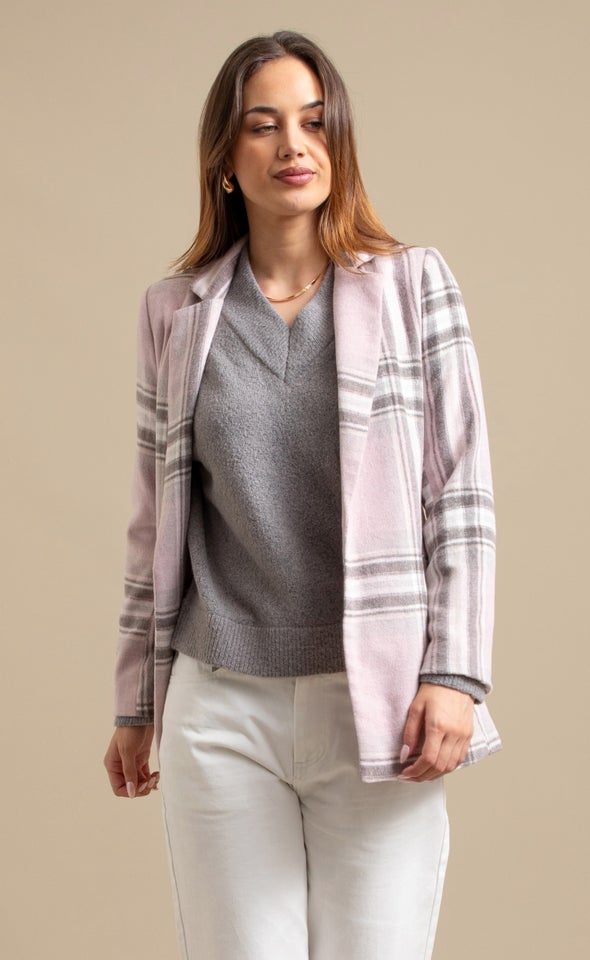 Brushed Check Blazer Dusky/grey