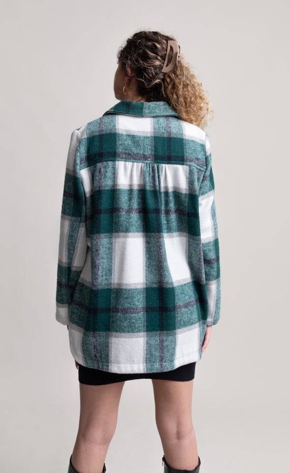Brushed Checked Shacket Green Check